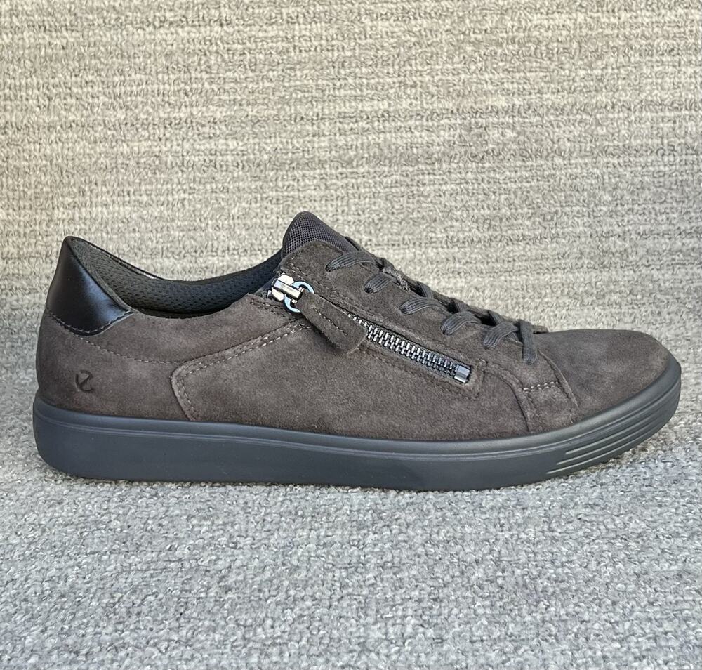 ECCO Soft 7 Suede Side-Zip Gray Comfortable and Lightweight Sneakers Women's 10